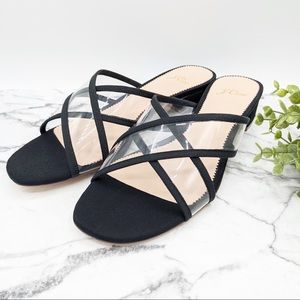 NEW J.Crew Transparent Cross Strap Black Sandals